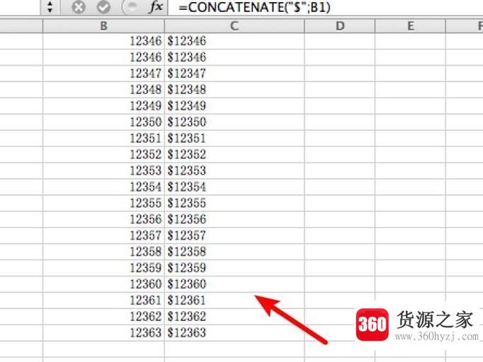 excel怎么在一列数字前后加相同数字或符号