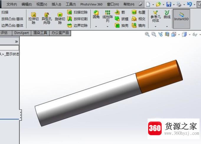 solidworks怎么创建一个香烟？