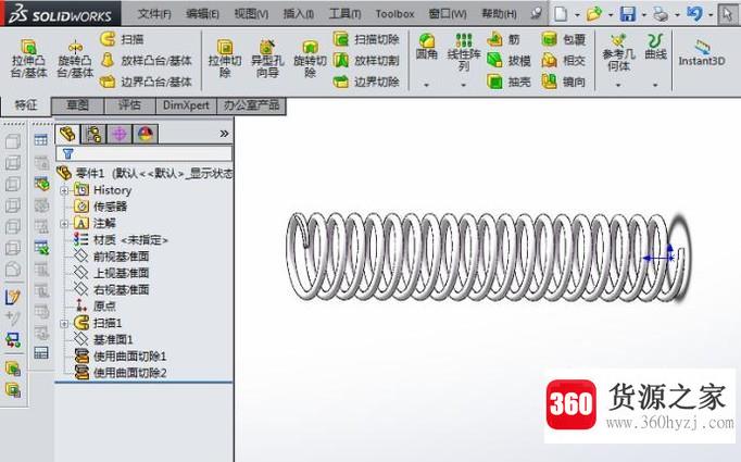 怎么用solidworks创建一个压缩弹簧？